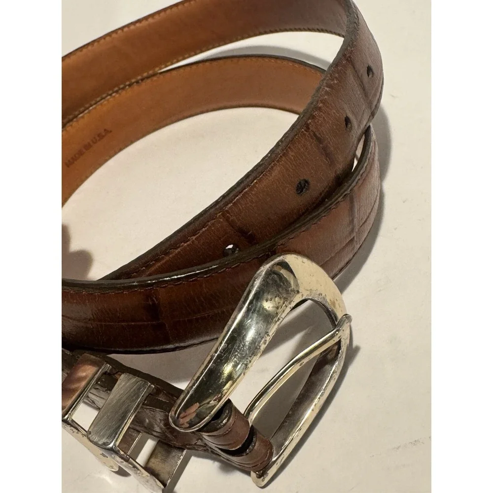 Onyx By Brighton Western Belt Men's 42 Brown Alligator Print Leather Buckle